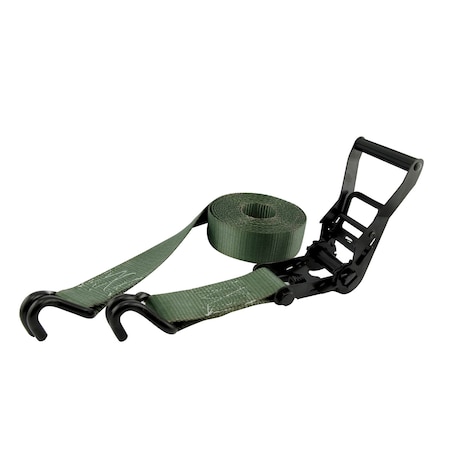 Erickson 2"X25Ft 10,000Lb Pdwr Coat Rat w/Dbl "J" Hks -Non Printed Hunter Green 78656